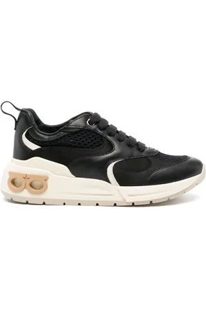 Salvatore Ferragamo Almond-toe panelled leather sneakers