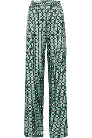 ODEEH Geometric-print silk palazzo pants