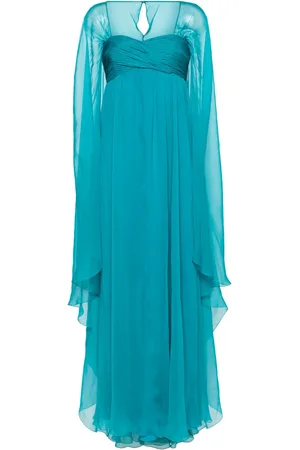 Alberta Ferretti Cape-design chiffon gown