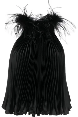 Styland Feathered-collar pleated top
