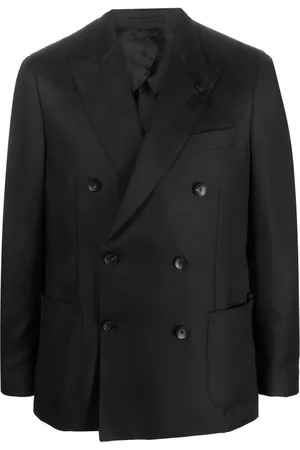 LARDINI Double-breasted satin-finish blazer