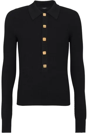 Balmain Monogram-buttons merino wool jumper