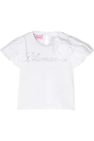 MISS BLUMARINE Logo-embellished cotton T-shirt