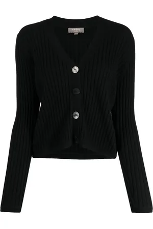 N.PEAL Cropped wide-ribbed cardigan