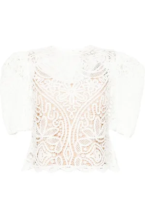 Twin-Set Balloon-sleeves crochet jumper