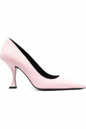 By Far Pebbled-texture pointed-toe pumps