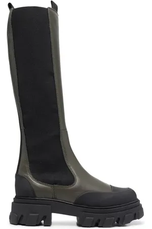 Ganni Knee-high chunky leather chelsea boots