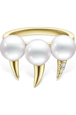 Tasaki 18kt yellow Collection Line Danger Fang pearl ring