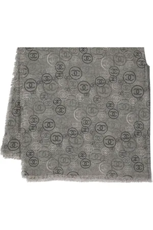 CHANEL 2010 CC logo-jacquard frayed cashmere cape