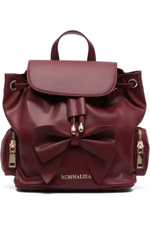 MONNALISA Bow-detailed leather backpack