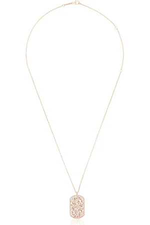 Suzanne Kalan 18kt rose gold diamond tag necklace