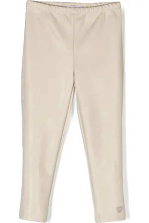 MONNALISA Logo-plaque faux-leather trousers
