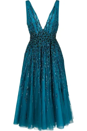 Saiid Kobeisy Sequin-embellished tulle-overlay flared dress