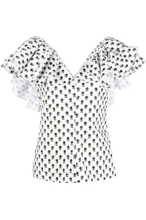 Serafini Floral-print ruffled top