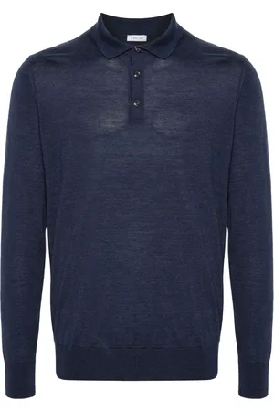 CARUSO Long-sleeve fine-knit polo shirt
