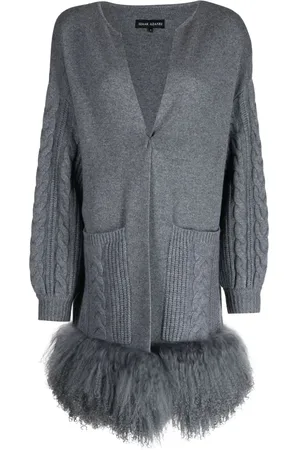 Izaak Azanei V-neck cable-knit cardi-coat