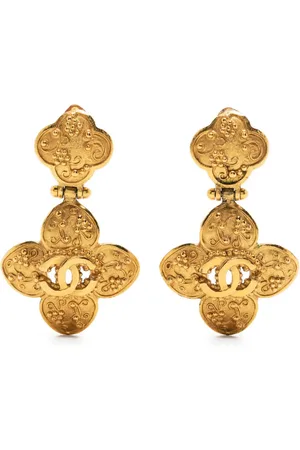 CHANEL 1996 CC drop clip-on earrings