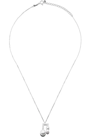 Tasaki 18kt white gold Balance Note Collection Line Akoya pearl and diamond pavé pendant