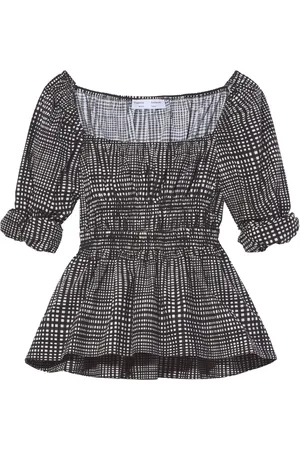 Proenza Schouler Grid-pattern square neck blouse
