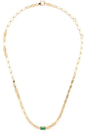 Suzanne Kalan 18kt yellow Block-Chain emerald baguette link necklace