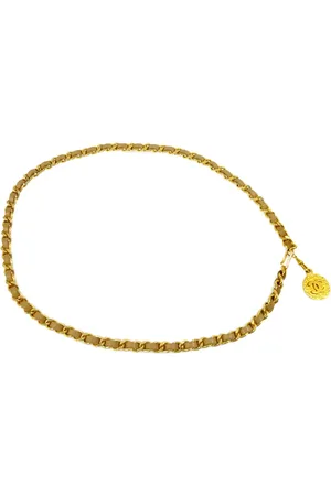 CHANEL 1982 Medallion leather-and-chain belt