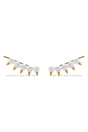 Tasaki 18kt yellow danger plus Collection Line Akoya pearl earrings