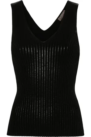 PESERICO SIGN Metallic-effect knitted tank top