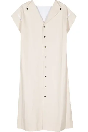 Plan C Spread-collar cotton maxi dress