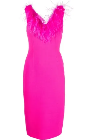 Styland Feather-trim midi dress