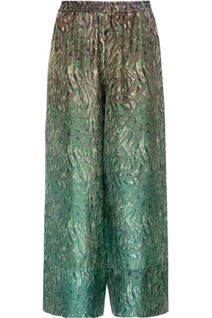 PIERRE-LOUIS MASCIA Leaf-print silk trousers