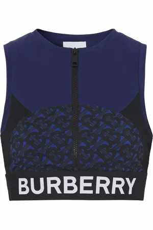 Burberry TB monogram-print zip-up cropped top