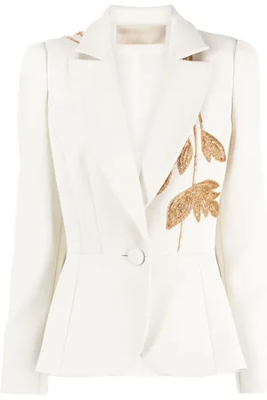 Elie saab Metallic leaf-embroidered blazer
