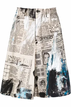 YOHJI YAMAMOTO Newspaper-print shorts