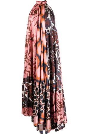 BIYAN Graphic-print halterneck silk maxi dress