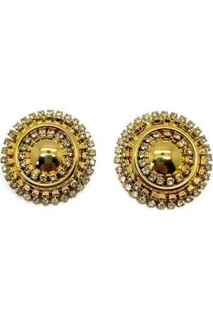 JENNIFER GIBSON JEWELLERY Vintage & Crystal Statement Bullseye Earrings 1980s