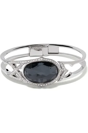 STEPHEN WEBSTER 18kt white gold Crystal Haze Love diamond, quartz and hematite bangle