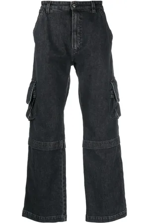 HTC Straight-leg denim cargo jeans