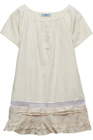 Prada Embroidere-logo linen dress