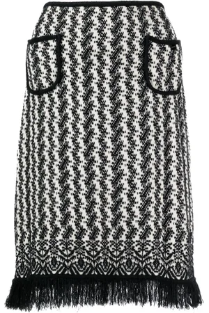 CHANEL 2004 intarsia-knit wool skirt