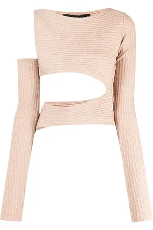 andre damo Asymmetric cut-out ribbed top