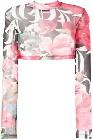Philipp Plein Floral cropped top