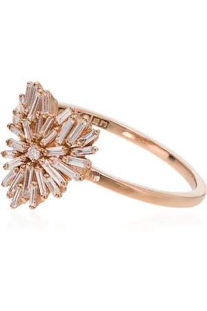 Suzanne Kalan White and rose gold mini heart firework diamond ring