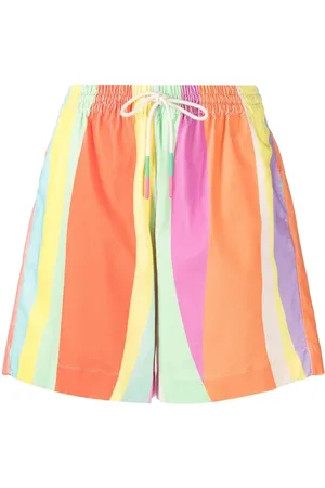 MIRA MIKATI Stripe-print drawstring-waist short shorts