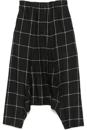 YOHJI YAMAMOTO Check-pattern drop-crotch trousers