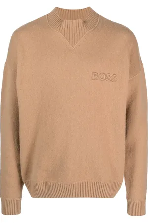 HUGO BOSS Logo-embroidered virgin-wool jumper
