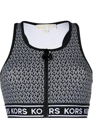Michael Kors Monogram-print zip-up bikini top