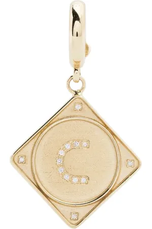 Lauren Rubinski 14K yellow Mono Bruno Letter diamond pendant