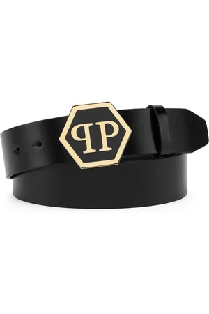 Philipp Plein Hexagon-logo leather belt