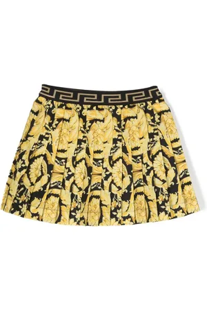 VERSACE Gonna baroque-print pleated skirt