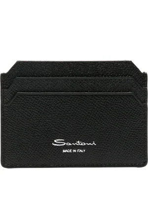 santoni Logo-stamp leather cardholder